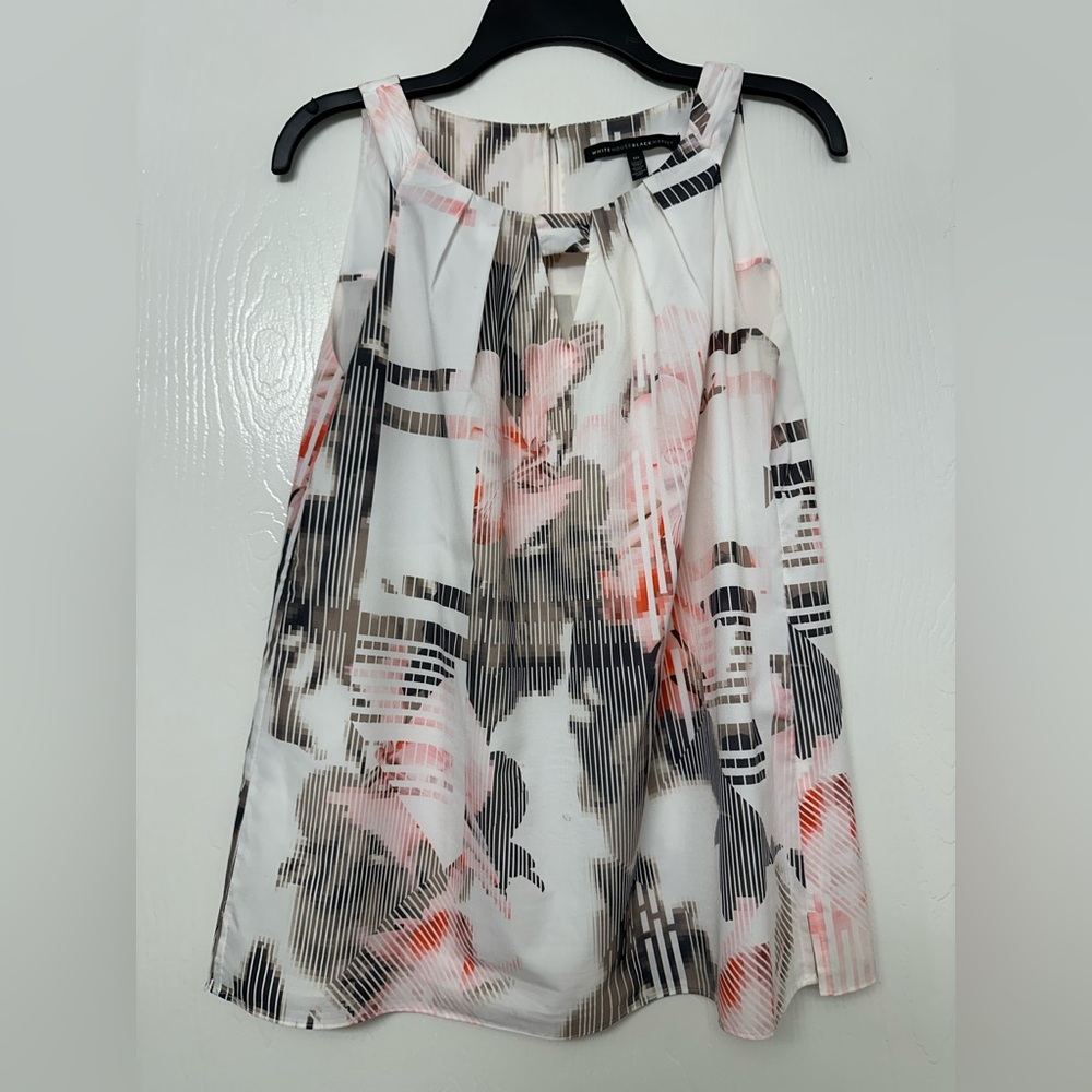 White House Black Market Floral Print Sleeveless Top Size 10 - Picture 2 of 6